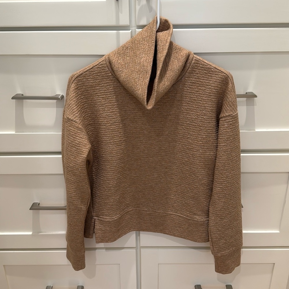 CALIA Tan Brown Heather Athletic Turtleneck Sweatshirt